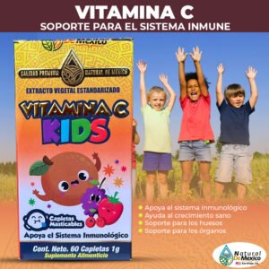 Vitamina C Kids Suplemento 60 caplets.